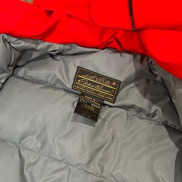 Men’s Medium Red Eddie Bauer Goose Down Made in Canada Artic Winter Parka Jacket - Picture 8 of 10